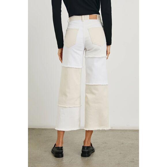 Rails Getty Crop Wide Leg Jeans in Ecru Patchwork size 31 Orig. $218 - Picture 5 of 8